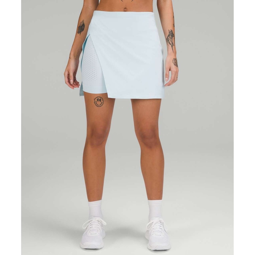 Lululemon Super High Rise Side Slit Tennis Skirt Powder‎ Blue Athletic Skort 10 - Picture 2 of 12